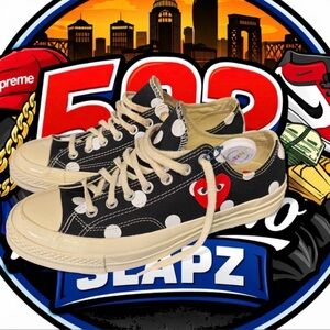 Converse x Comme des Garçons PLAY Black Canvas Polka Dot Low Tops